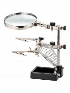 Третья рука для пайки, универсальный держатель на подставке с лупой 2 руки Орбита OT-INL02